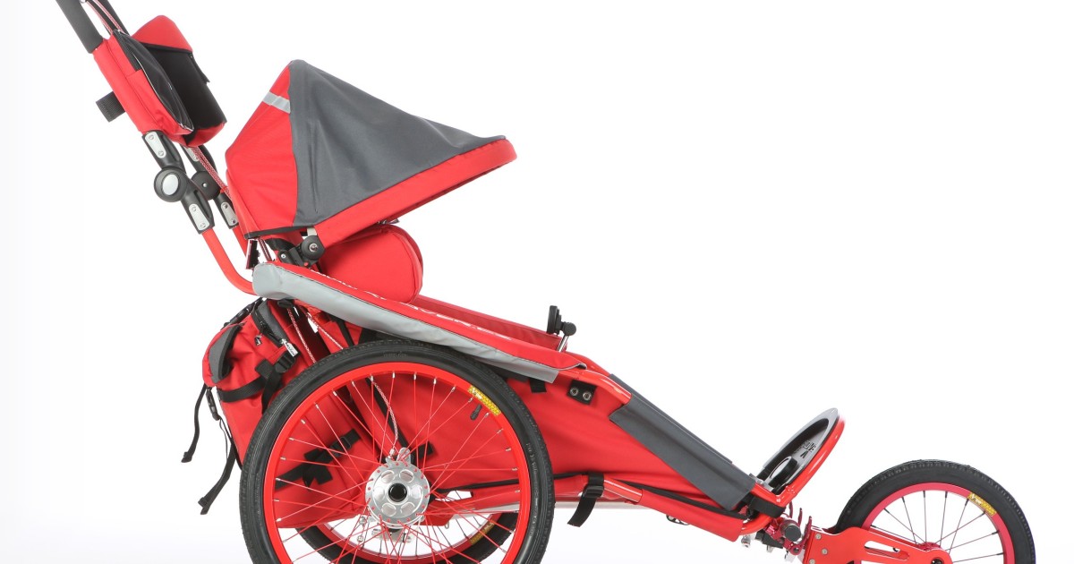 Family jogging with an adult-capable stroller
